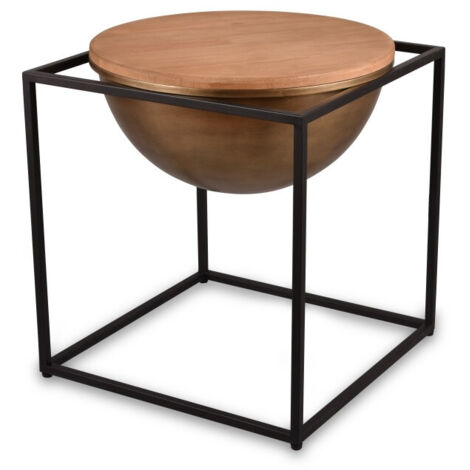 Table basse design, Table basse bois et métal large Celina Marron en Wood, BOITE A DESIGN (1/5)