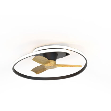 Plafonnier ventilateur OCEAN 60W noir – Moteur silencieux 9 vitesses – Éclairage LED intégré 78 cm – Pour pièces jusqu'à 15 m² – Akunadecor