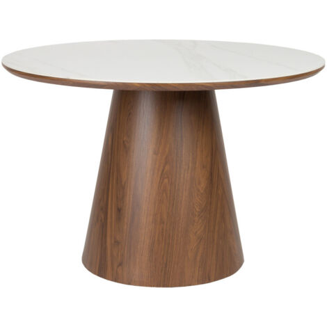 Table ronde Almira 115 cm – Plateau céramique effet marbre – MDF robuste – Pour 4 à 6 convives – Facile à entretenir – Boite A Design (1/5)