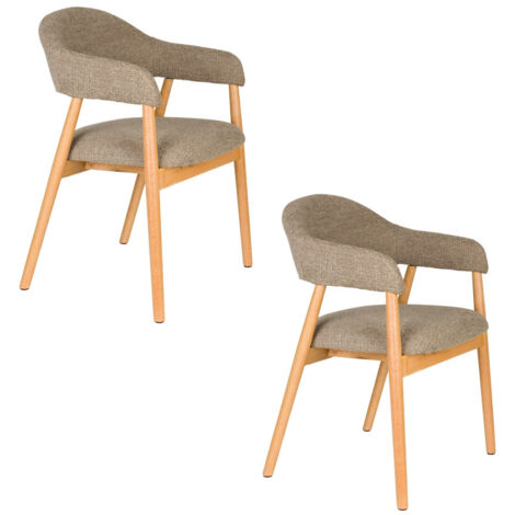 Fauteuil rembourré en tissu et bois Indy lot de deux (1/5)