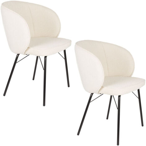 Chaise design, Chaises JOA en tissu bouclé - lot de 2 Blanc en Fabric, BOITE A DESIGN (1/5)
