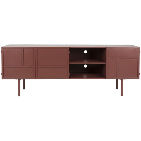 Meuble TV, Buffet en métal rouge 105 cm, Design industriel Rouge en Metal, BOITE A DESIGN (1/5)