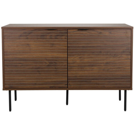 Buffet et Bahut, Buffet à rayures marron avec pieds métal noir Bois en Wood, BOITE A DESIGN (1/5)