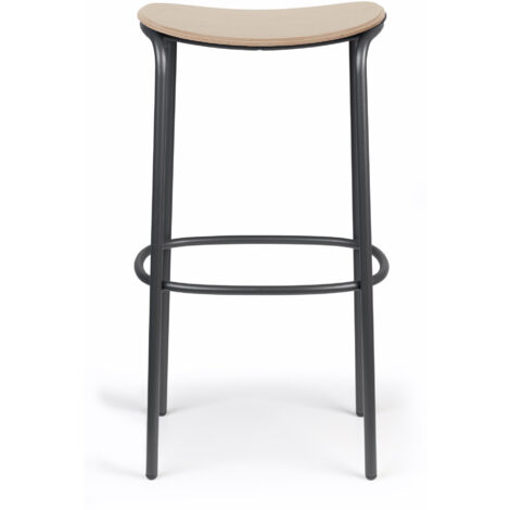Tabouret design, Tabouret métal et assise bois clair Trick - 65 cm Anthracite en Metal, Scab design (1/3)