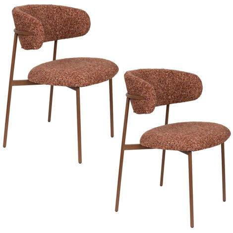 Chaise design, 2 Chaises en tissu Claes Rouge en Fabric, BOITE A DESIGN (1/5)
