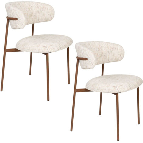Chaise design, 2 Chaises en tissu Claes Blanc en Fabric, BOITE A DESIGN (1/5)
