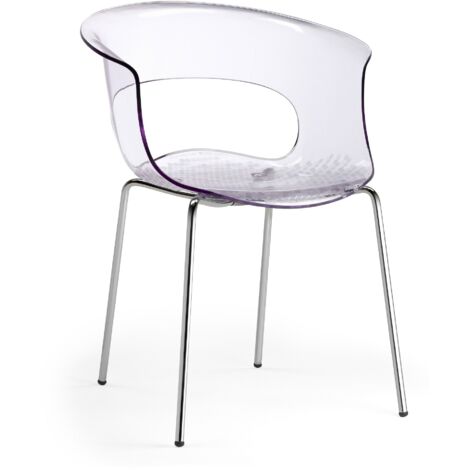 Chaise design MISS B – Pieds métal chromé – Corps polycarbonate recyclable – Hauteur d'assise 45 cm – Pour intérieur – Scab Design (1/3)