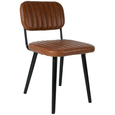 Chaise design, Chaise design scandinave JAKE simili cuir Marron en Plastique, BOITE A DESIGN (1/5)