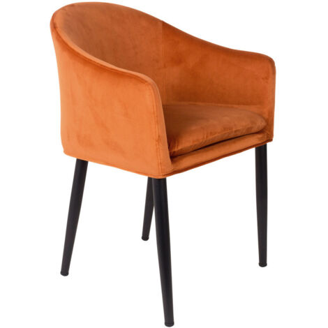 Fauteuil de table design en velours - Orange - CATELYN (1/5)