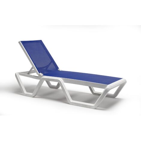 Transat sur roulettes VELA blanc bleu – Matériau technopolymères renforcés – 5 positions d'assise – Résistant aux intempéries – Scab Design (1/3)
