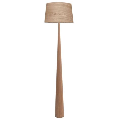 Lampadaire salon en bois naturel – Hauteur 177.5 cm – Abat-jour conique 45 cm – Culot E27 – Pour intérieur moderne – Aluminor