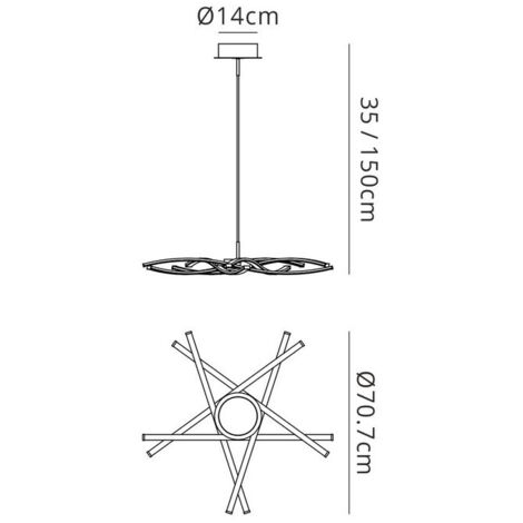 Suspension, Suspension 5 lampes Aire led dimmable Gris en Metal, MANTRA (1/5)