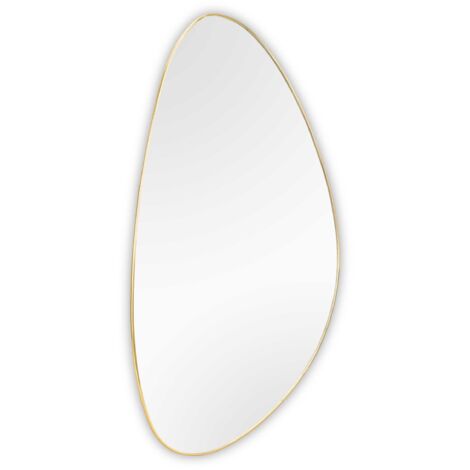 Miroir mural oval en verre or – Dimensions 80x60cm – Design élégant pour décoration intérieure – Adapté à tous les styles – Boite A Design