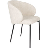 Chaise design, Chaise de salon tissu et métal Blanc en Polyester, BOITE A DESIGN