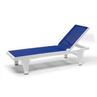 Bain de soleil, Bain de soleil Tahiti blanc ajustable Bleu en Plastique, Scab design