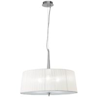 Inspired Mantra - Loewe - Suspension cylindrique à 3 ampoules E27, chrome poli avec abat-jour blanc