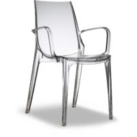 Chaise transparente avec accoudoirs – Hauteur totale 88cm – Hauteur d'assise 47cm – Empilable – Usage intérieur et extérieur – Scab Design