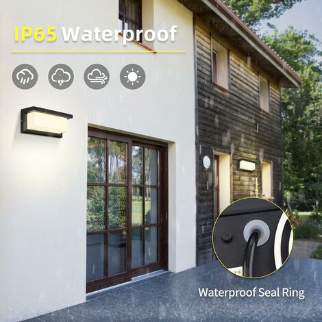 RHAFAYRE Außenwandleuchten, 12 W Außenwandleuchten Netzbetriebene IP65  Wasserdichte Aluminium-Außenwandleuchte für Veranda, Haustür, Garage, Zaun,  Garten,