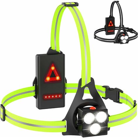 RHAFAYRE Lauflicht, USB wiederaufladbares LED Brustlauflicht, Lauflicht mit  Sicherheitslichtern und Leuchtstreifen, Brustlicht zum Joggen, Walking,  Outdoor