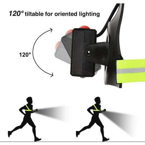 RHAFAYRE Lauflicht, USB wiederaufladbares LED Brustlauflicht, Lauflicht mit  Sicherheitslichtern und Leuchtstreifen, Brustlicht zum Joggen, Walking,  Outdoor