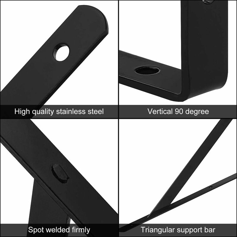 4 soportes de estante resistentes, soportes de soporte para estantes,  soportes de ángulo triangular de 90° para estantes, soportes flotantes en  L