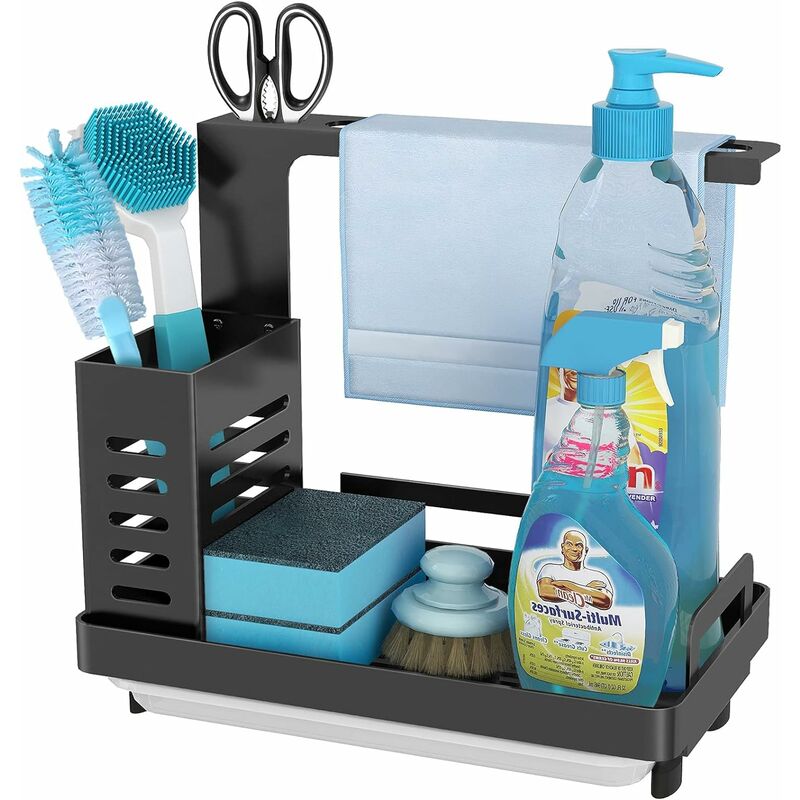 RHAFAYRE Organizador de fregadero expandible para soporte de esponja de  cocina con soporte para toallas de