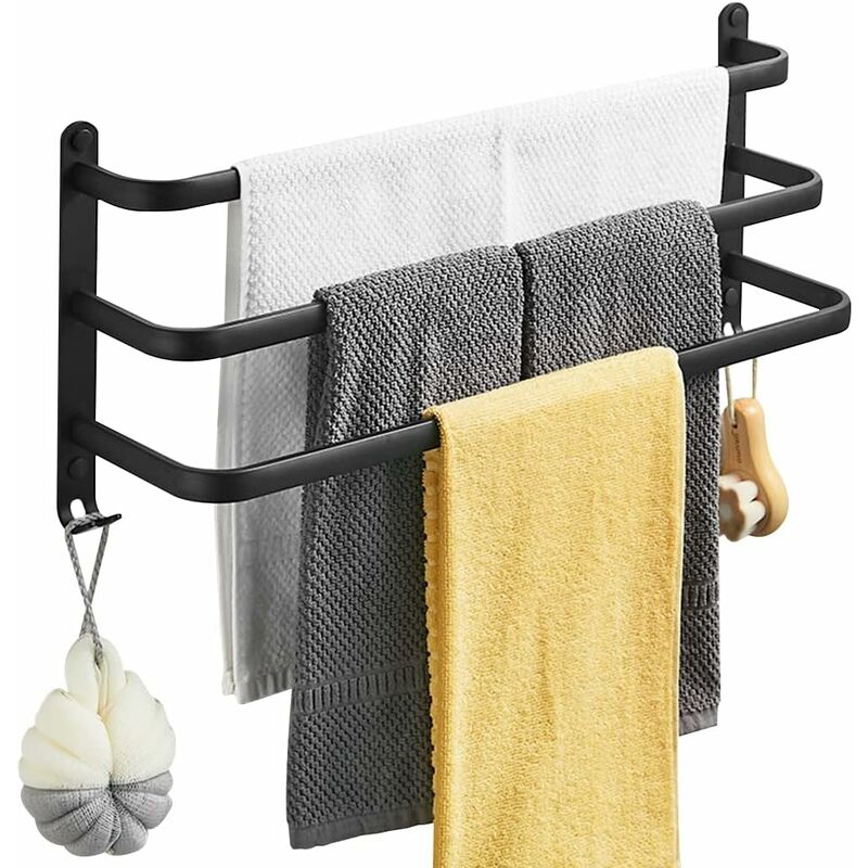 Toallero adhesivo de baño, doble toallero de aluminio con ganchos, se  adapta a cocina, inodoro, hotel, ducha, moderno y resistente, 11.8-31.5 in