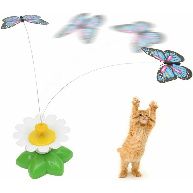 RHAFAYRE Juego de gatos interactivo eléctrico de 2 piezas - Mariposas giratorias al azar