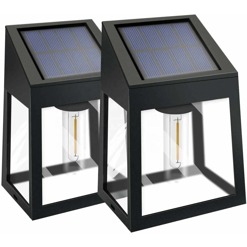 Luces solares para valla al aire libre, paquete de 6 luces solares para  terraza, bombillas de filamento LED, luces solares de pared, impermeables