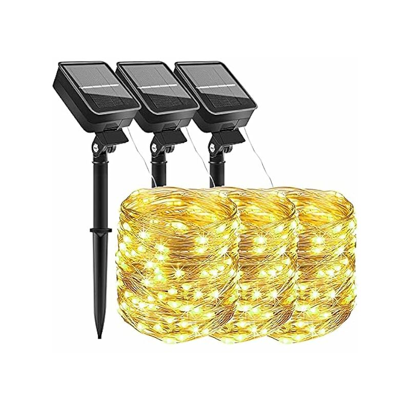 Luces Solares LED Exterior Jardin, 12M 120 LED Impermeables Cadena de Luces  Decoracion para Exteriores/Interiores