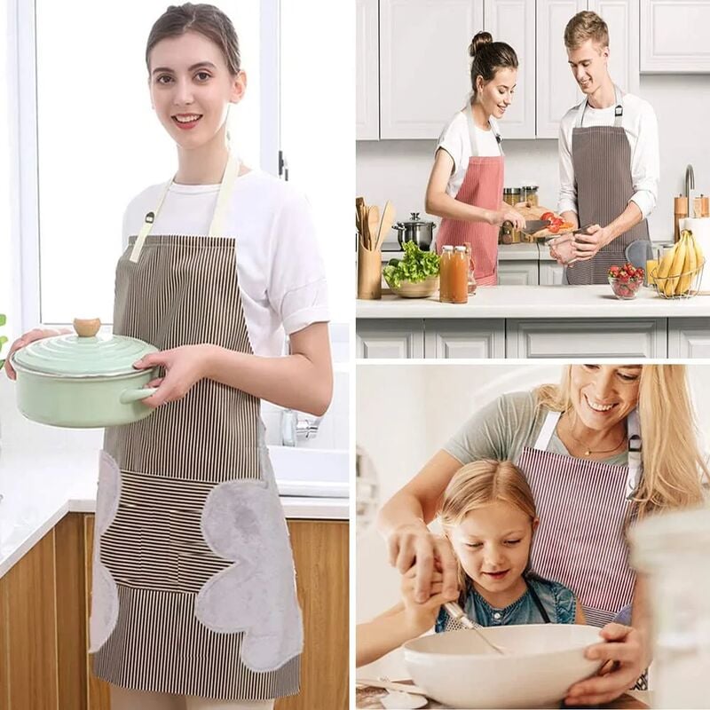 Delantal de cocina para mujer con bolsillos de mano, bolsillo grande,  limpieza a mano, impermeable para cocinar y hornear