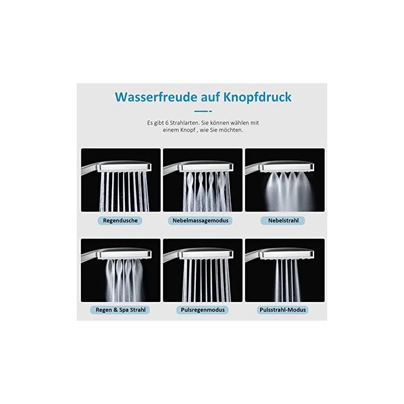 RHAFAYRE Alcachofa de ducha con manguera de 1,5 m - Aumento de presión con  6 tipos de chorro - Ducha de mano de alta presión - Cromo grande TI01004  Plata