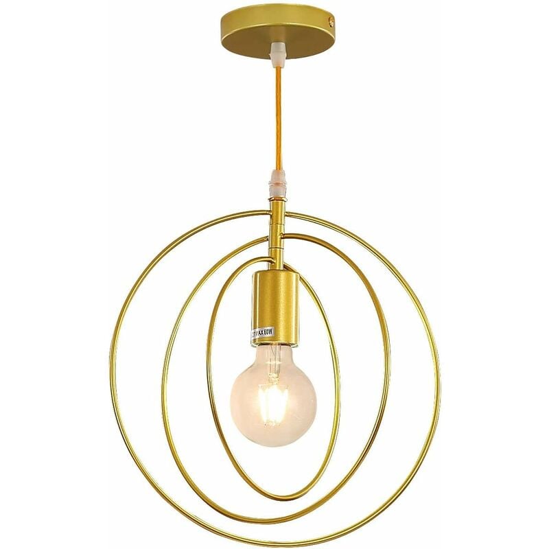 RHAFAYRE Lámpara Colgante Industrial Diseño Vintage E27, Iluminación de Techo Retro 120CM de Longitud, Lámpara de araña de Pantalla de Metal para Dormitorio Sala de Estar Pasillo Cocina Baño Balcón (Oro)