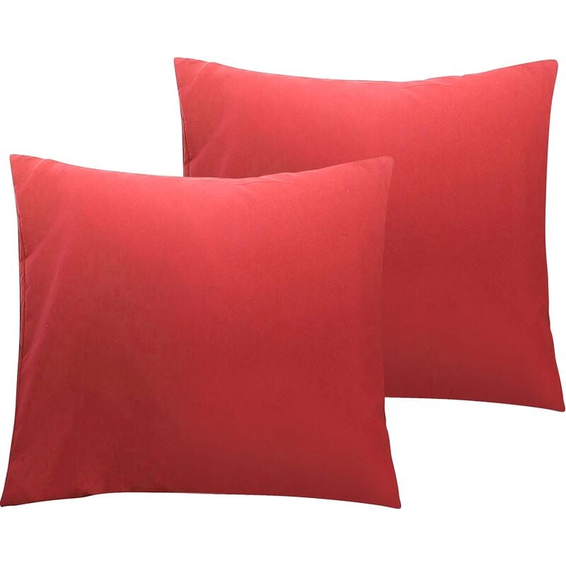 RHAFAYRE Juego de 2 Fundas de Almohada de Microfibra con Cremallera, Fácil de Lavar y Super Suave, 50x75cm, Rojo Vino