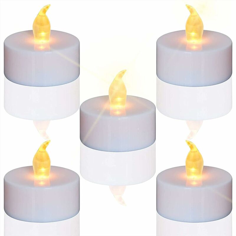 Paquete de 24 velas LED RHAFAYRE, velas con batería CR2032, vela de té sin perfume, vela sin llama, parpadeo transparente, más de 100 horas de luz eléctrica