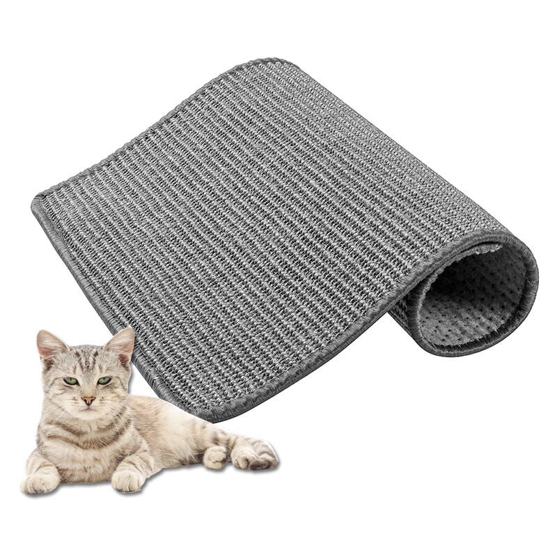 RHAFAYRCalfombrilla rascadora para gatos, alfombrilla rascadora de sisal natural, alfombrilla rascadora para gatitos, juguete antideslizante para el cuidado de las garras de los gatos, protege los muebles y el sofá (30x40cm) gris