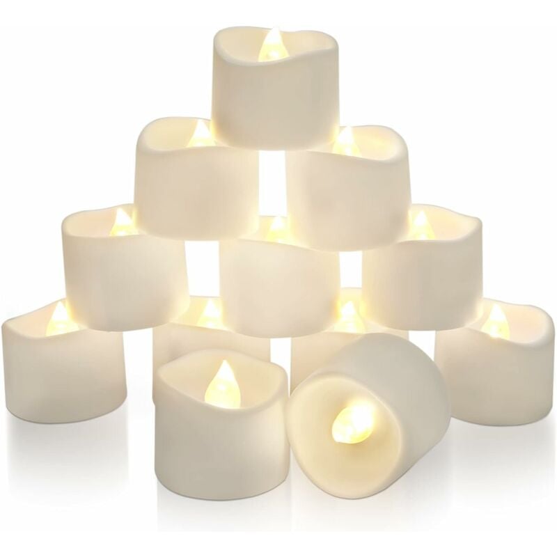 RHAFAYRE Juego de 12 velas LED, encendido de 6 horas/temporizador de 18 horas, temporizador, sin llama, velas falsas