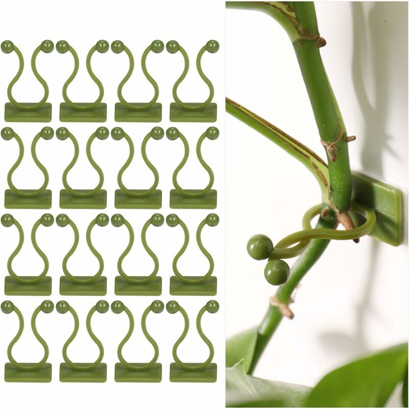 RHAFAYRE 100 piezas de clip de soporte para plantas trepadoras, clips autoadhesivos para plantas, clip de montaje en pared de vid verde, fijador de pared, clip de gancho de soporte para plantas, clip de estaca, decoración de pared de plantas