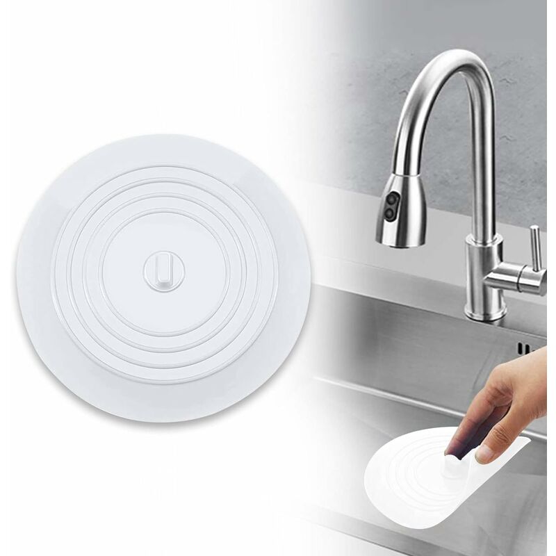 RHAFAYRE Tapón de drenaje de silicona para bañera de 6 pulgadas para cocina,  baño y lavandería (blanco)
