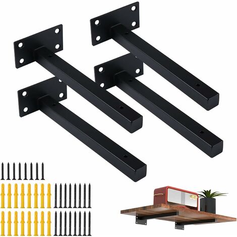 Soportes de estante, estante resistente de acero inoxidable, soportes en L  rústicos, soporte de esquina para colgar en la pared, 1 par, para el hogar