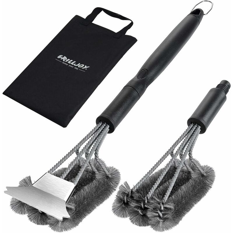 2pcs, Grill Brush Set, BBQ Brush And Scraper, 12 Inch Barbecue Grill Brush,  Two Set For All Grill Cleaning, Best Safe BBQ Cleaner Gift, For Barbecue