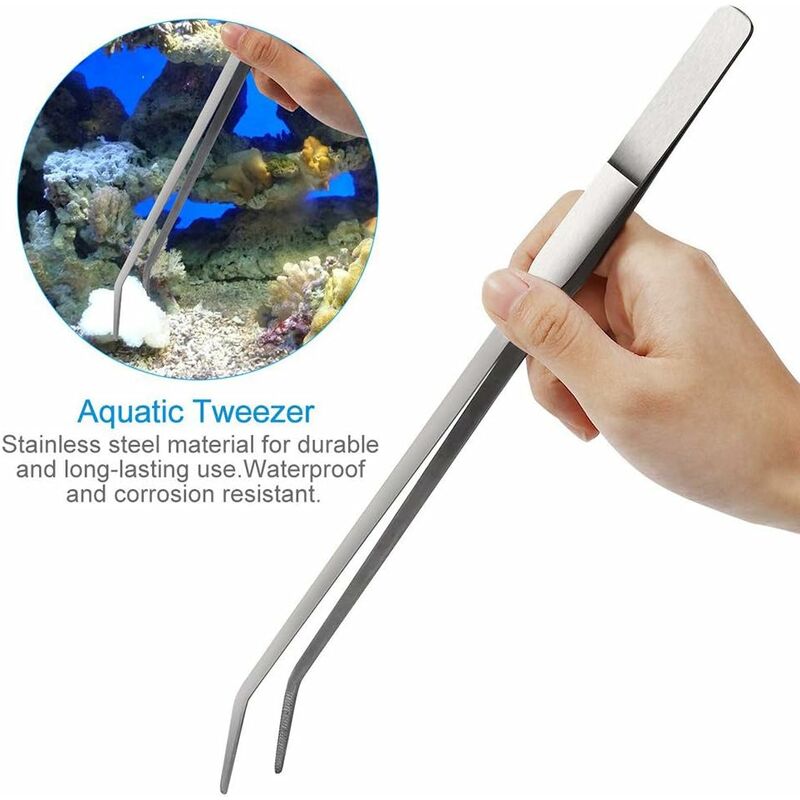 LangRay 3 in 1 Stainless Steel Spatula Aquarium Tank Tweezers