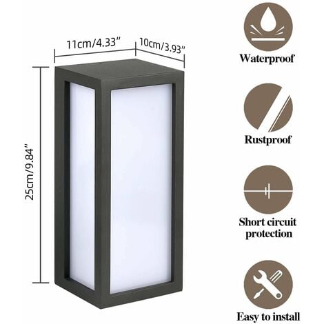 RHAFAYRE Outside Wall Light, Max 40W E27 Aluminum Outdoor Wall Lamp ...