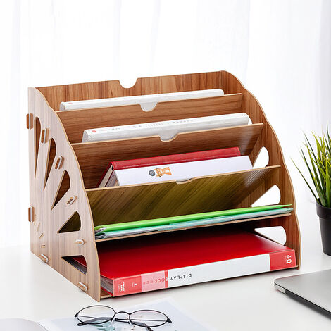 RHAFAYRE Wooden Desk Organizer, Storage Box for Index Cards, Letters ...