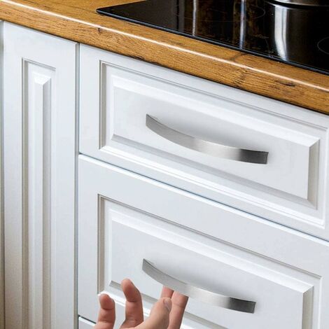 ZOLGINAH Lot de 10 Poignee de Meuble Cuisine - Chromées- Poignées de Porte Nickel Brossé Poignee de Cuisine inox entraxe 96mm