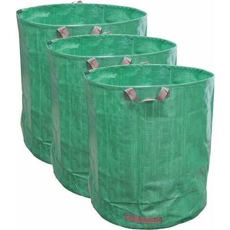 RHAFAYRE 272L 3X Garden Bags, PE Heavy Duty Garden Waste Bags, Waterproof  Heavy Duty Large Bags with Handles, Foldable and Reusable