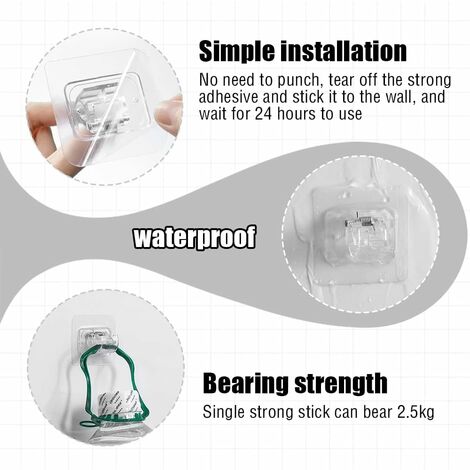 Self Adhesive Curtain Rod Holder,4 Pieces No Drilling Curtain Rod  Holder,Self Adhesive Wall Hooks,Towel Rail,Wall Bracket,No Drilling Fixings Rod  Bracket for Curtain Rod,Kitchen