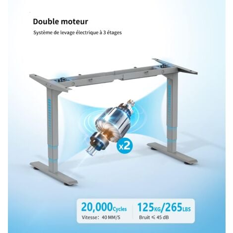 CASARIA Bureau réglable en Hauteur électrique Blanc 110cm Bureau Assis  Debout écran LCD Support Accessoires télétravail : : Cuisine et  Maison