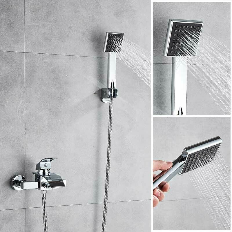 Juego de grifo de ducha negro mate de lujo, interruptor de 3 funciones,  montaje en pared, grifo de ducha de lluvia con boquilla de ducha de mano