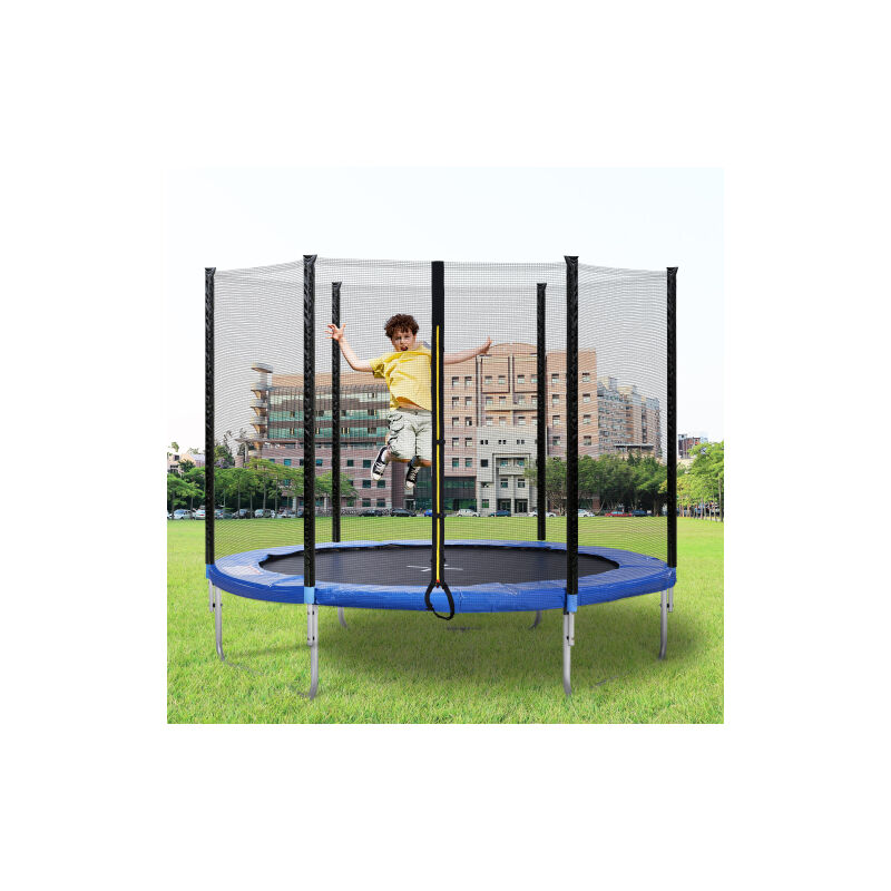 Trampolín de exterior con red de seguridad y varillas acolchadas, trampolín de jardín de 8 pies, capacidad de carga de 150 kg, certificado GS y TÜV